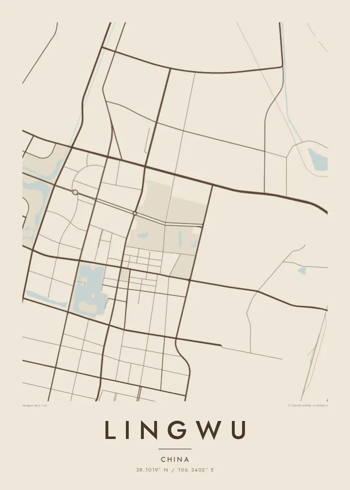 Lingwu map poster — Sand