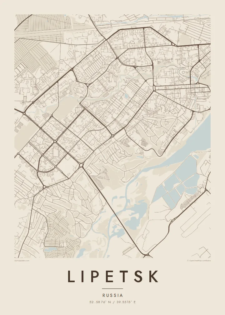 Lipetsk map poster — Sand