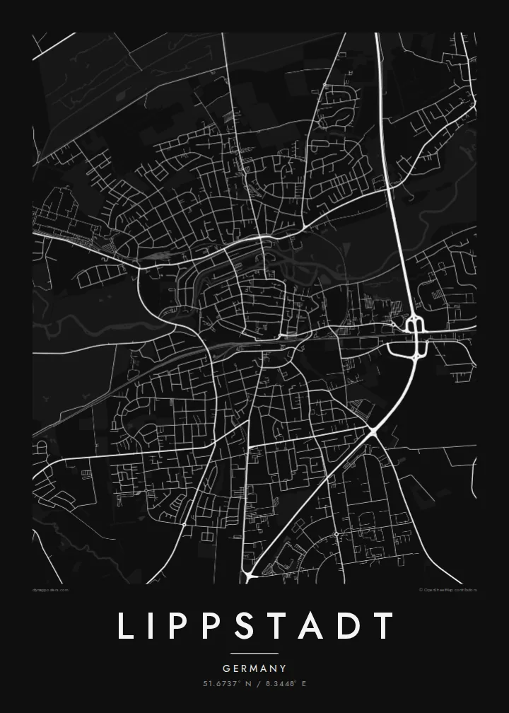 Lippstadt map poster — Noir style