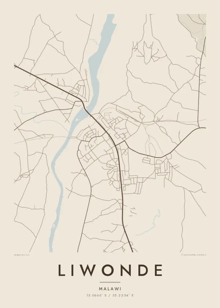 Liwonde map poster — Sand