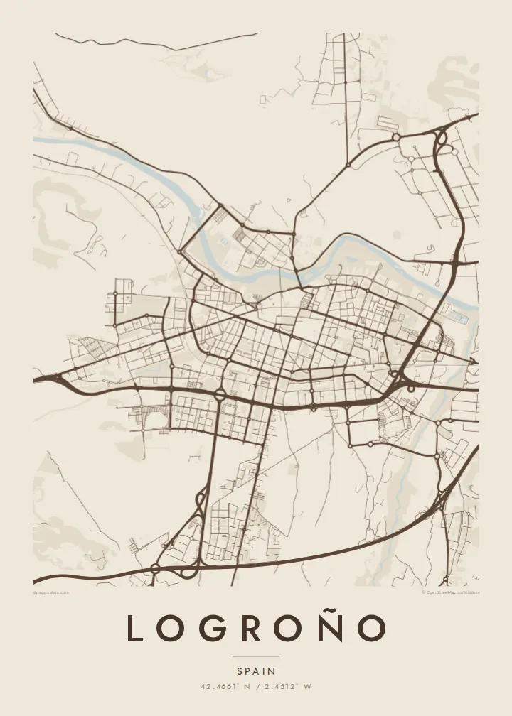 Logroño map poster — Sand