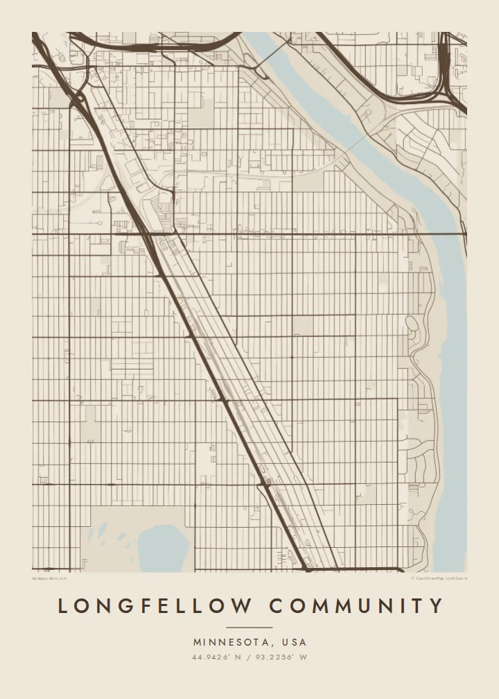 Longfellow Community map poster — Sand