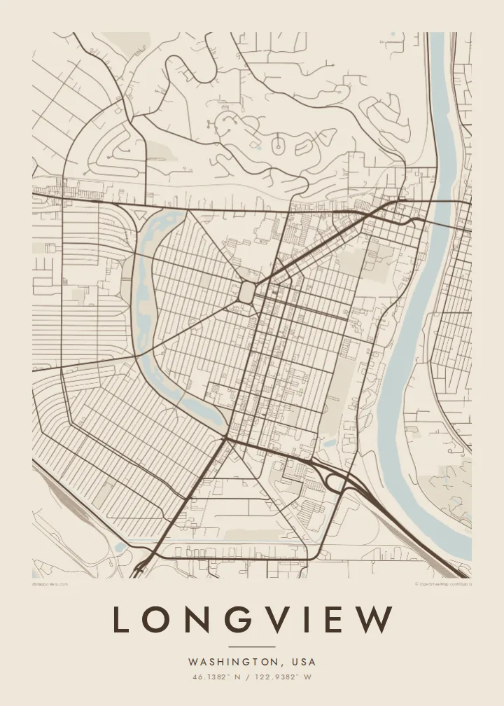 Longview map poster — Sand