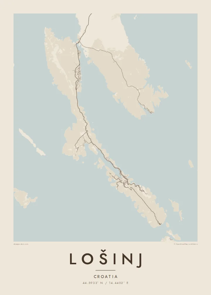 Lošinj map poster — Sand