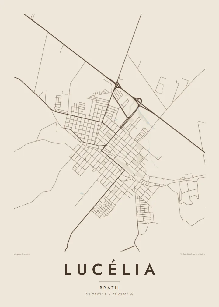 Lucélia map poster — Sand style