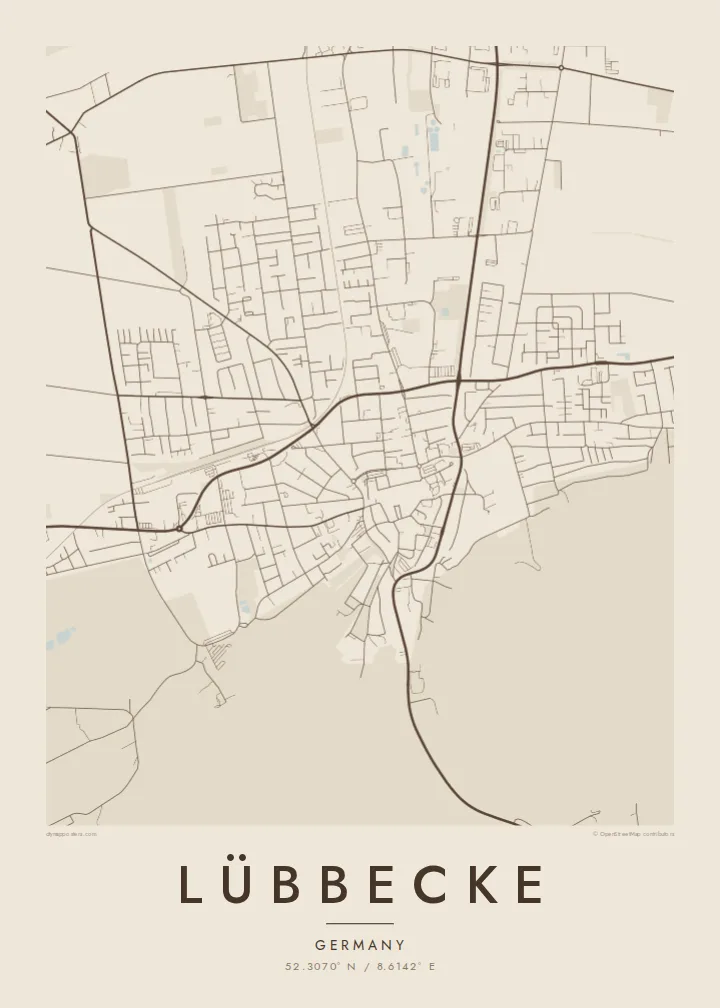 Lübbecke map poster — Sand style