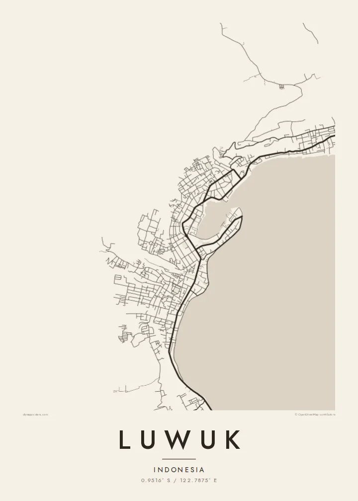 Luwuk map poster — Paper style