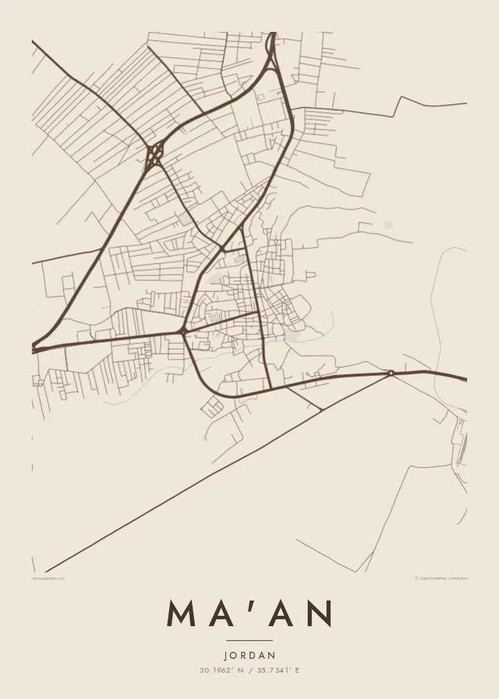Ma'an map poster — Sand style