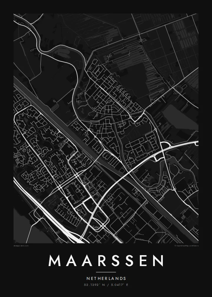 Maarssen map poster — Noir style