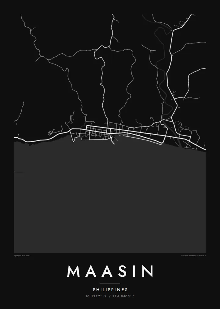 Maasin map poster — Noir