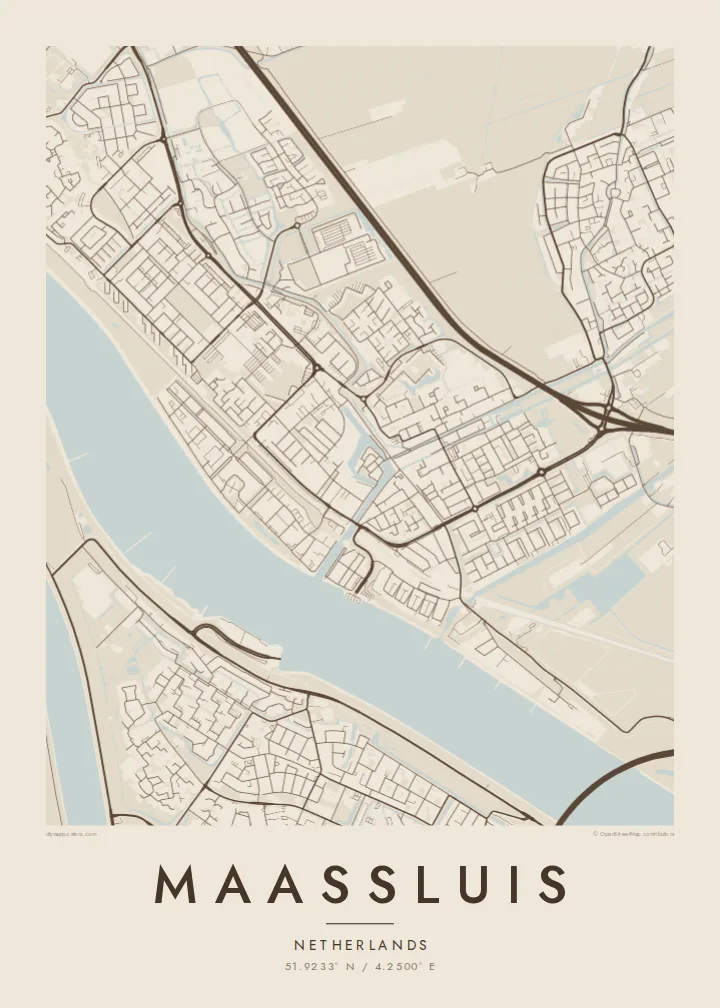 Maassluis map poster — Sand style