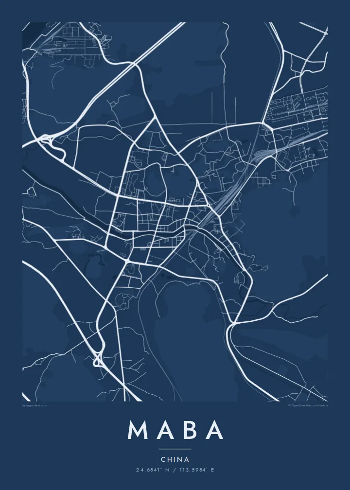 Maba map poster — Blueprint style