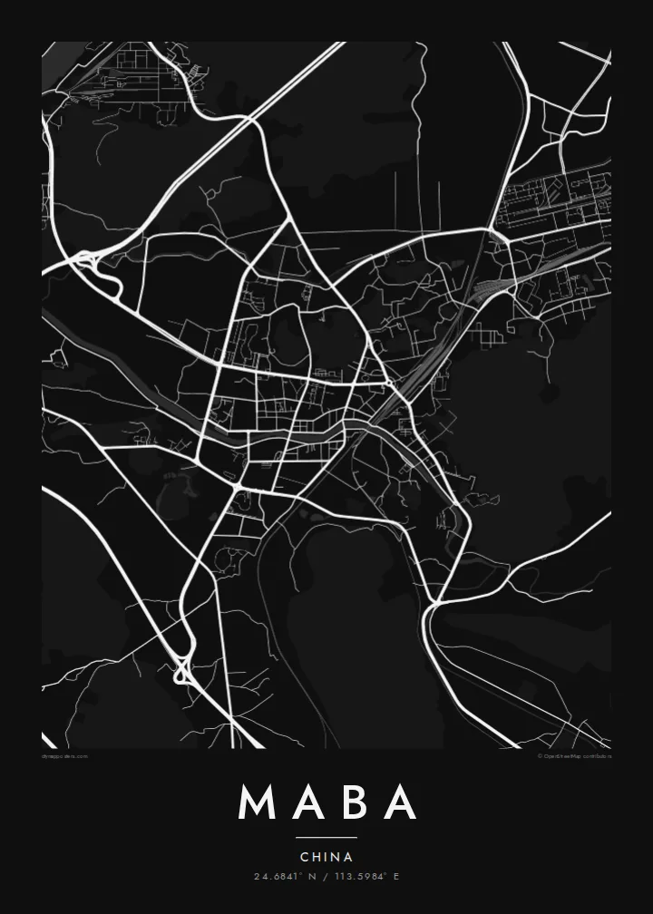 Maba map poster — Noir style
