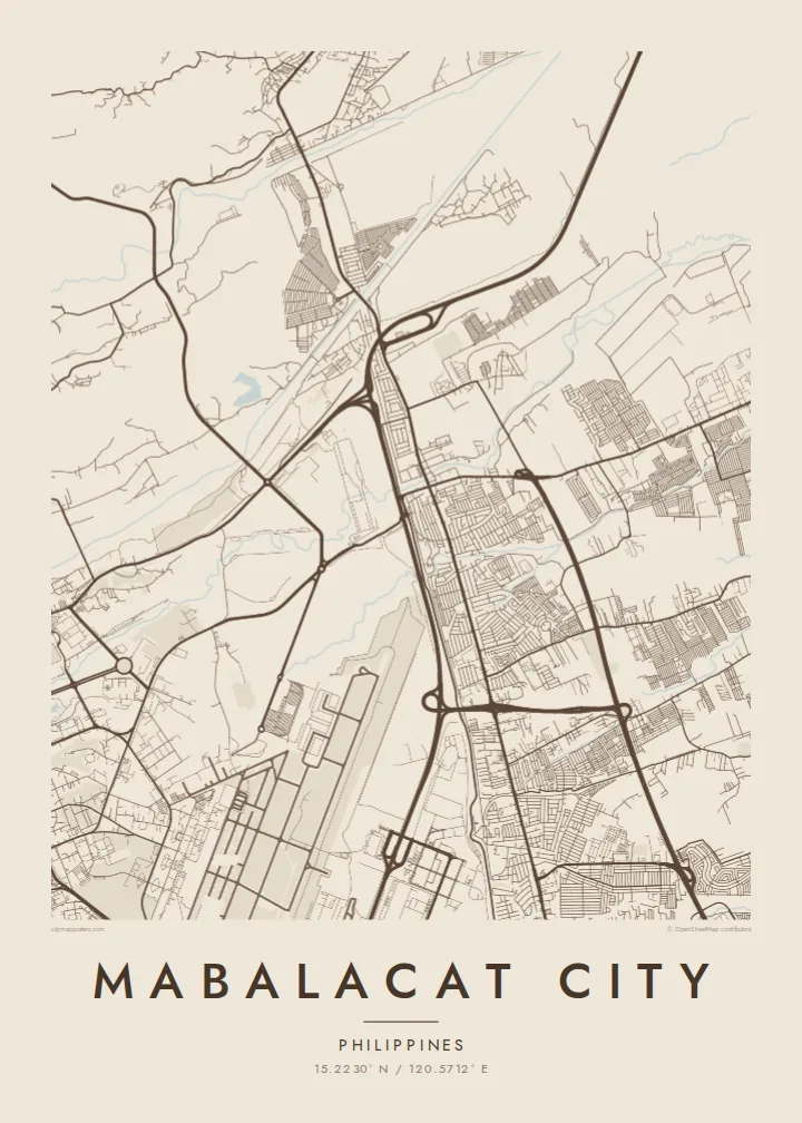 Mabalacat City map poster — Sand