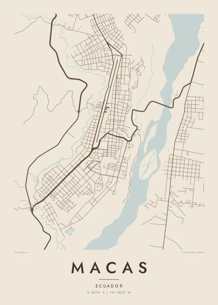 Macas map poster — Sand style