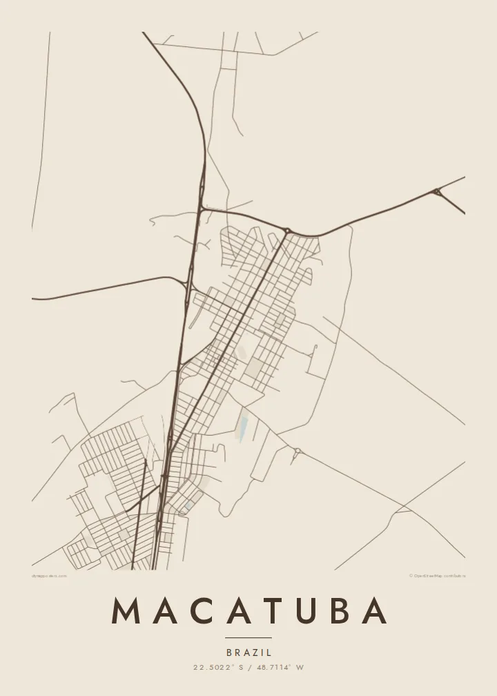 Macatuba map poster — Sand style
