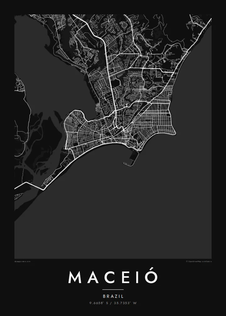 Maceió map poster — Noir style