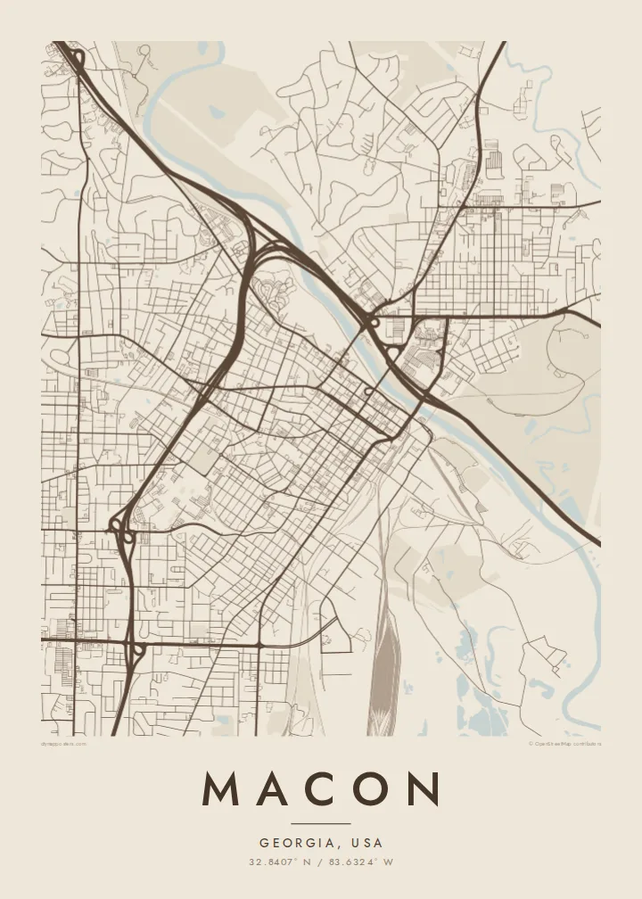 Macon map poster — Sand style