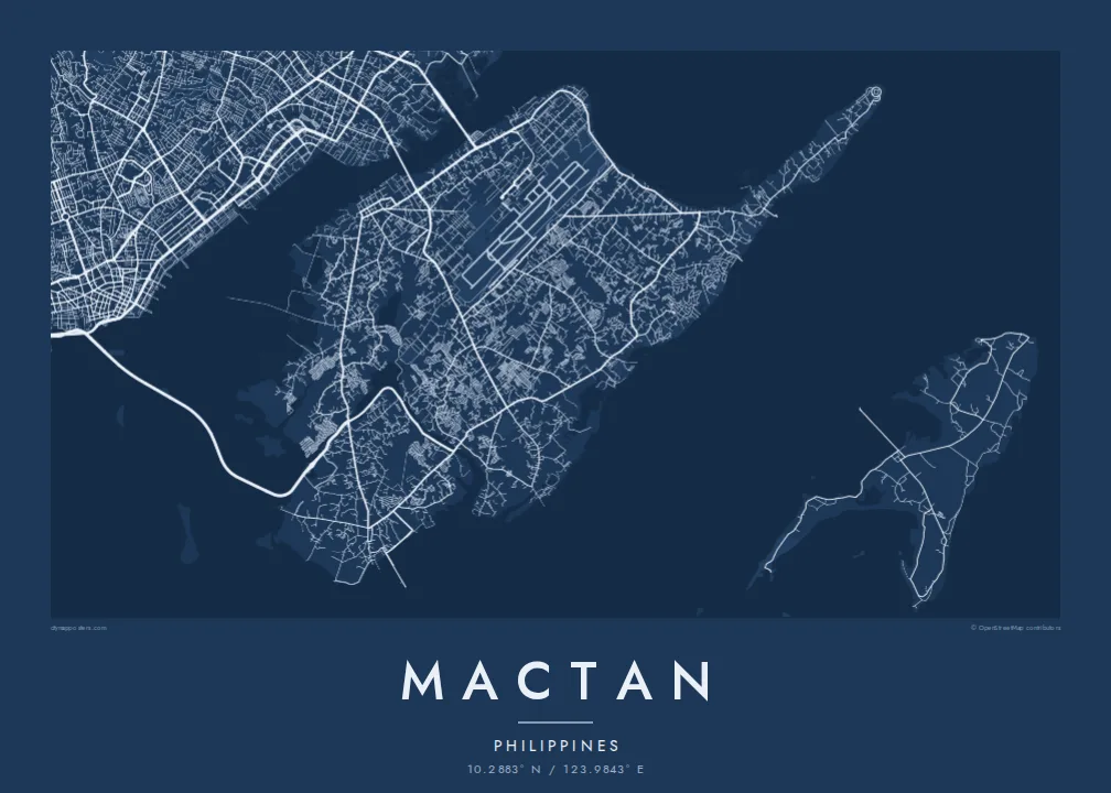 Mactan map poster — Blueprint style