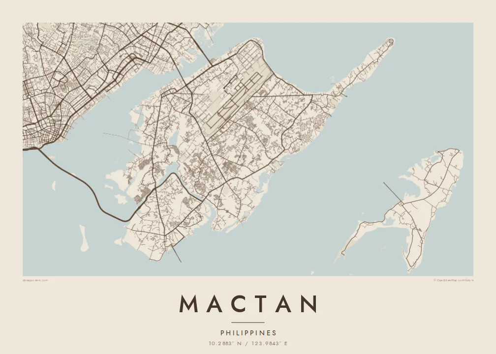 Mactan map poster — Sand style