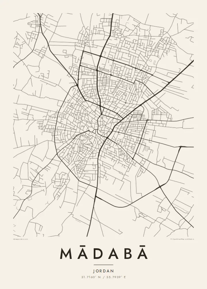 Mādabā map poster — Paper style