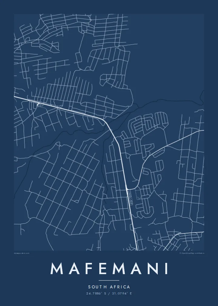 Mafemani map poster — Blueprint style