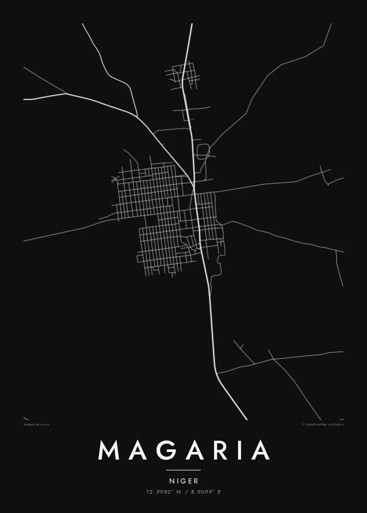 Magaria map poster — Noir style