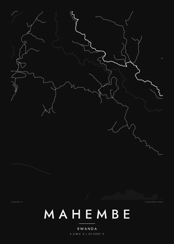 Mahembe map poster — Noir style