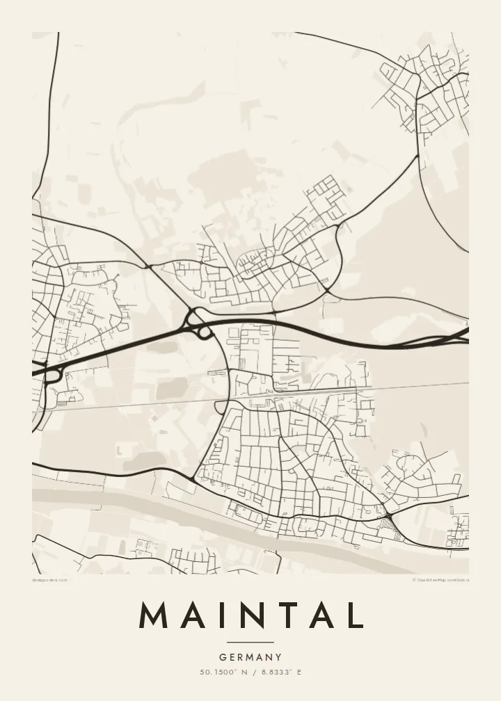 Maintal map poster — Paper style