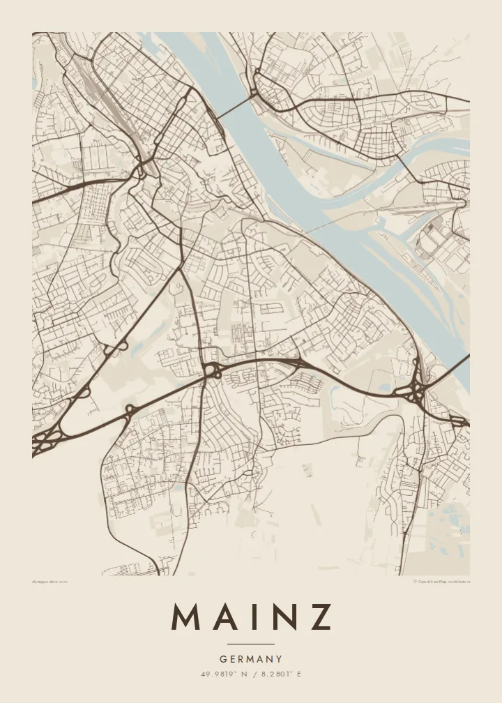 Mainz map poster — Sand