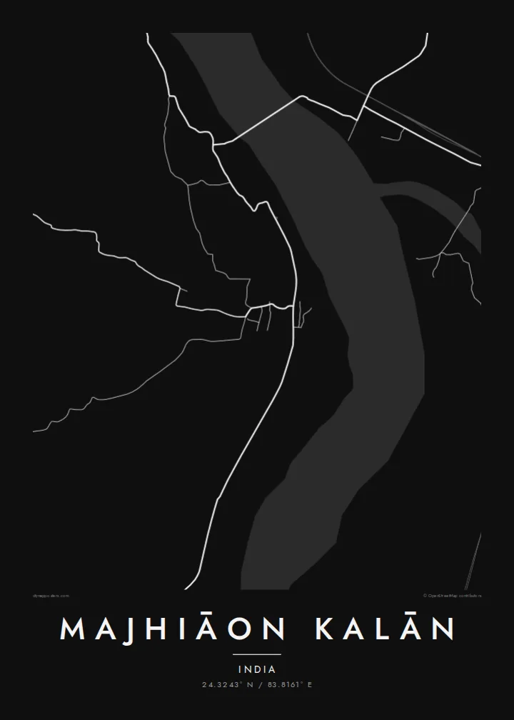 Majhiāon Kalān map poster — Noir style