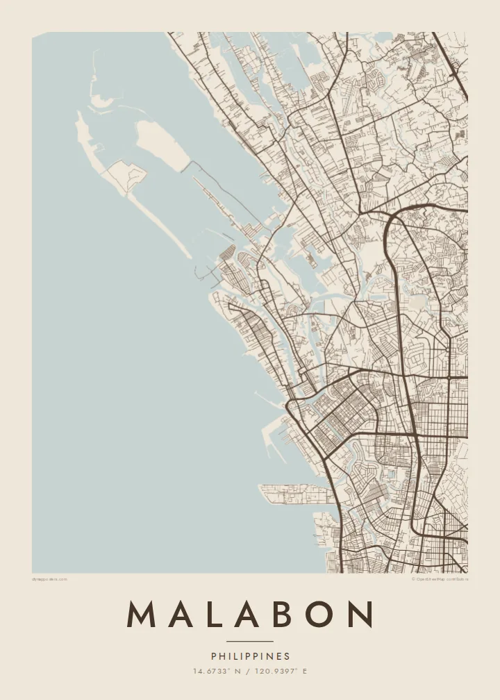 Malabon map poster — Sand style