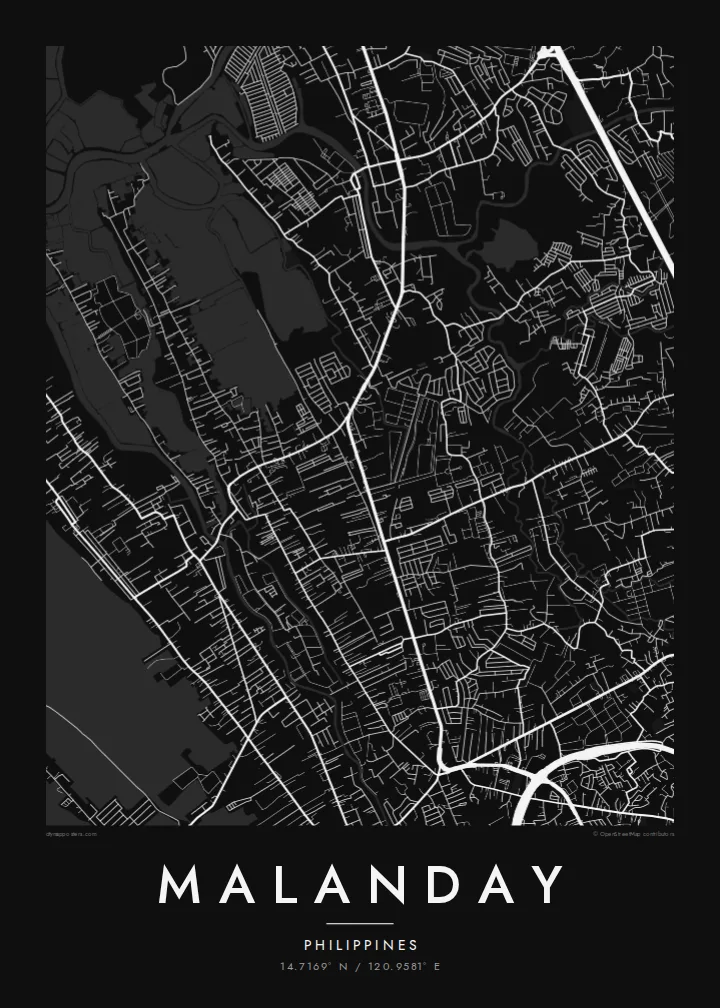 Malanday map poster — Noir