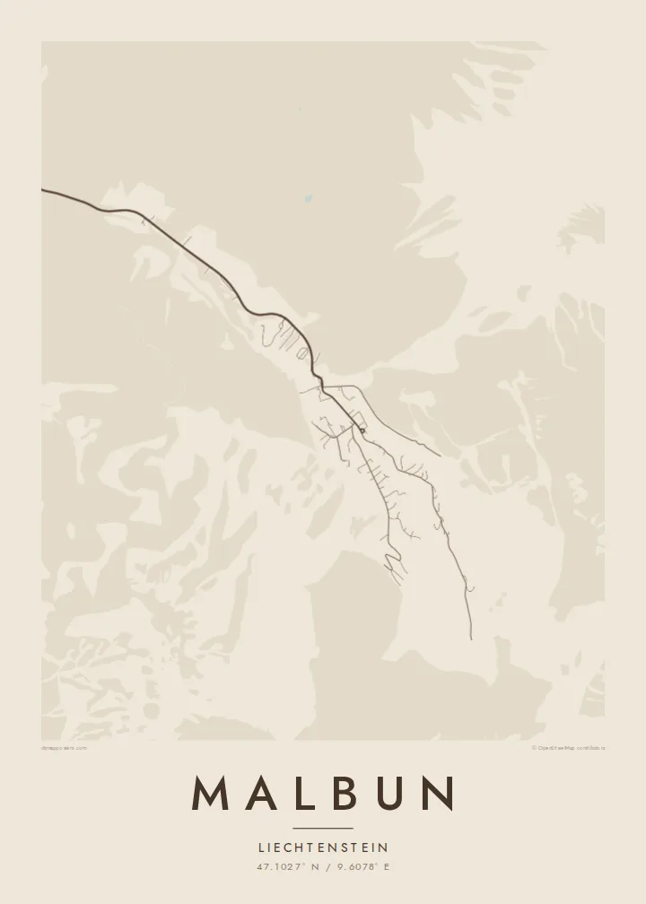 Malbun map poster — Sand style
