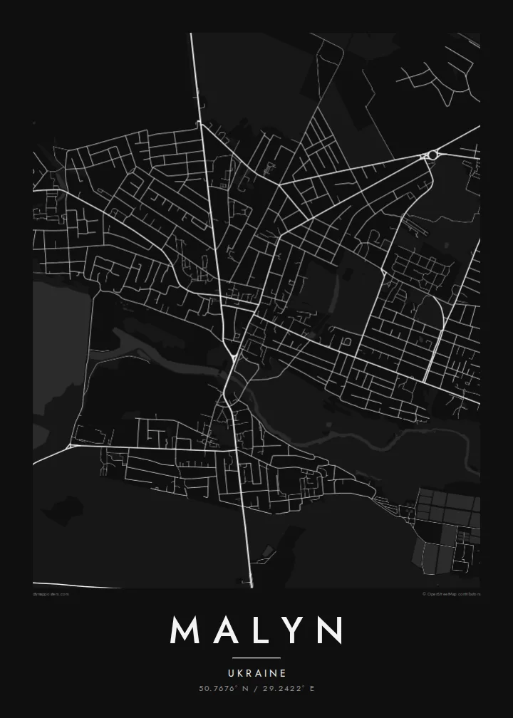 Malyn map poster — Noir style