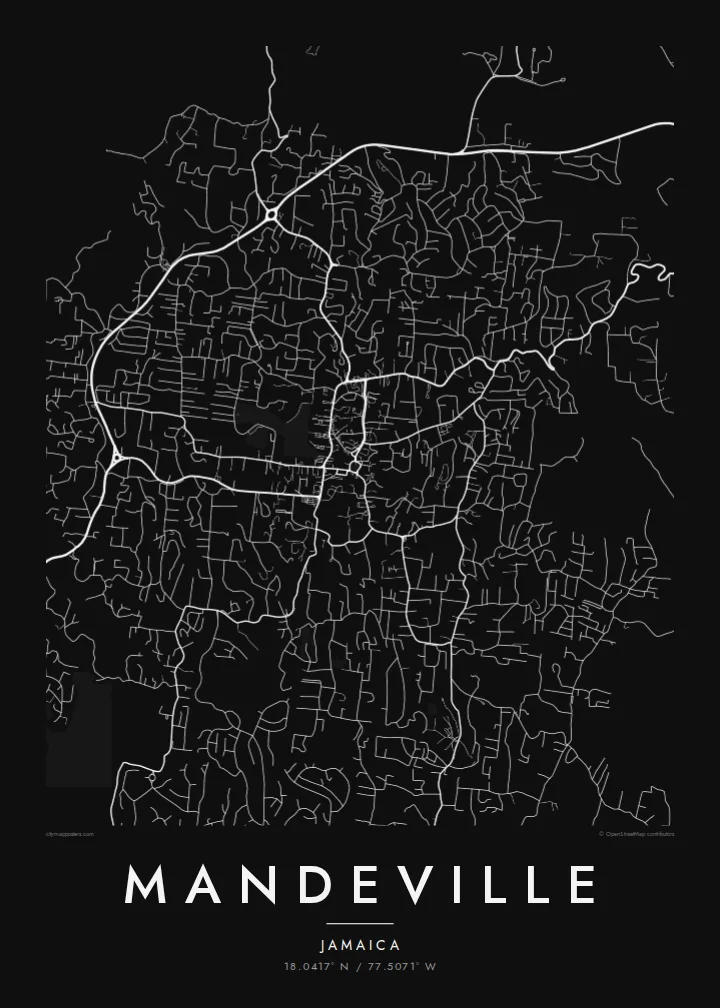 Mandeville map poster — Noir