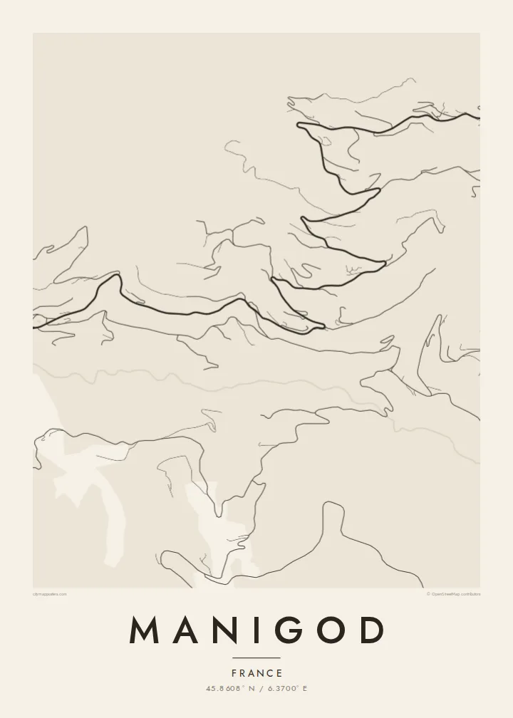 Manigod map poster — Paper style