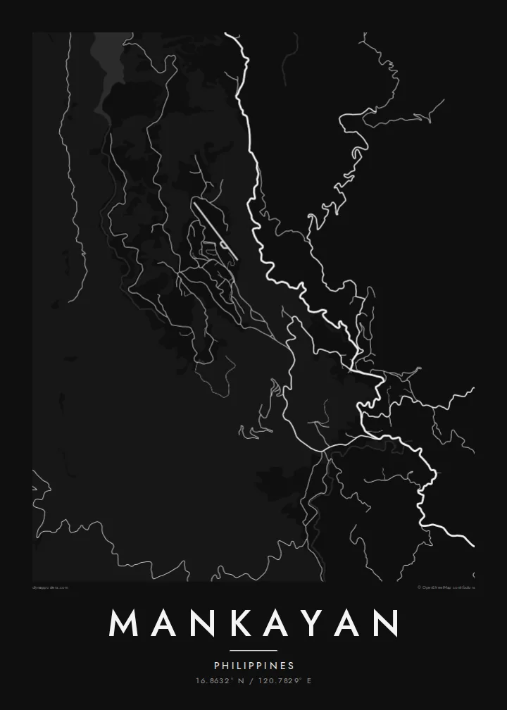 Mankayan map poster — Noir
