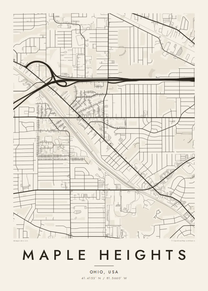 Maple Heights map poster — Paper