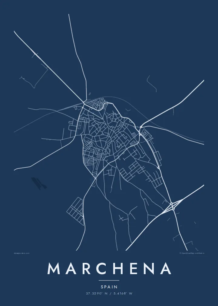 Marchena map poster — Blueprint style
