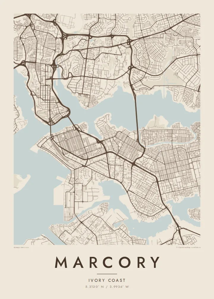 Marcory map poster — Sand style