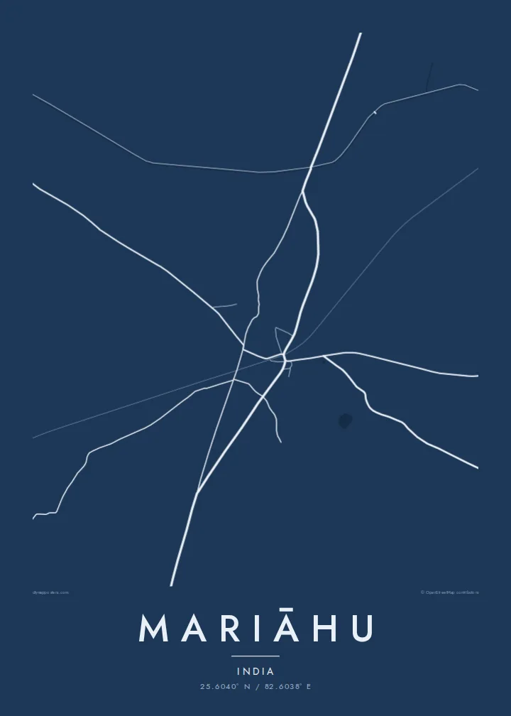 Mariāhu map poster — Blueprint style