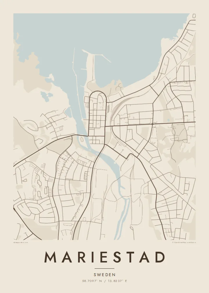Mariestad map poster — Sand
