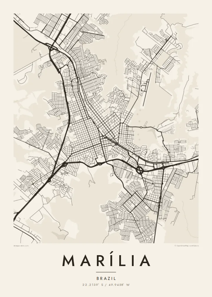 Marília map poster — Paper