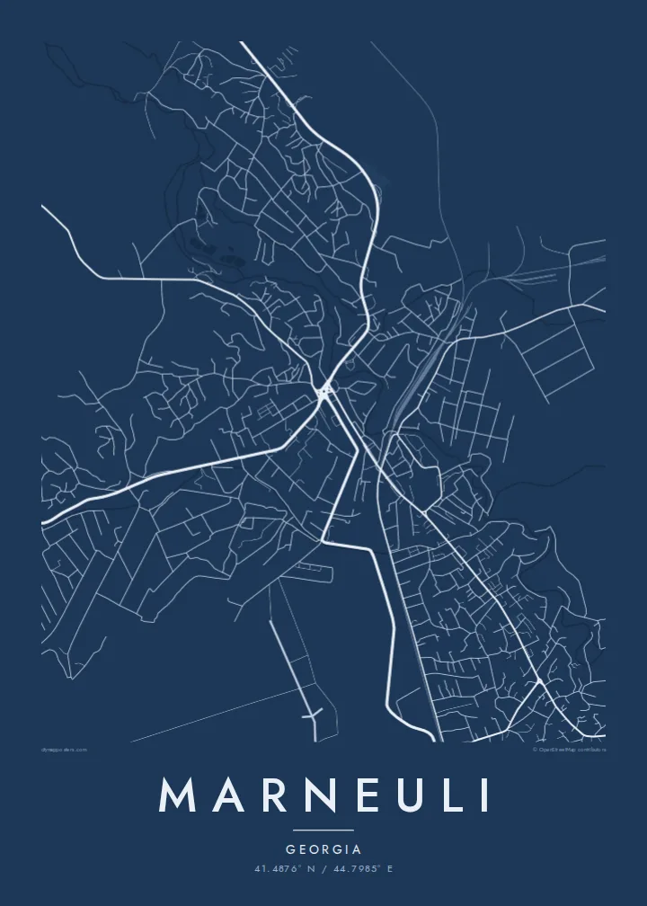 Marneuli map poster — Blueprint style