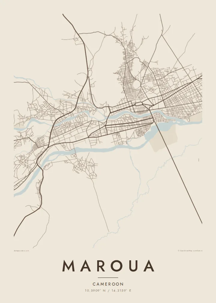 Maroua map poster — Sand style