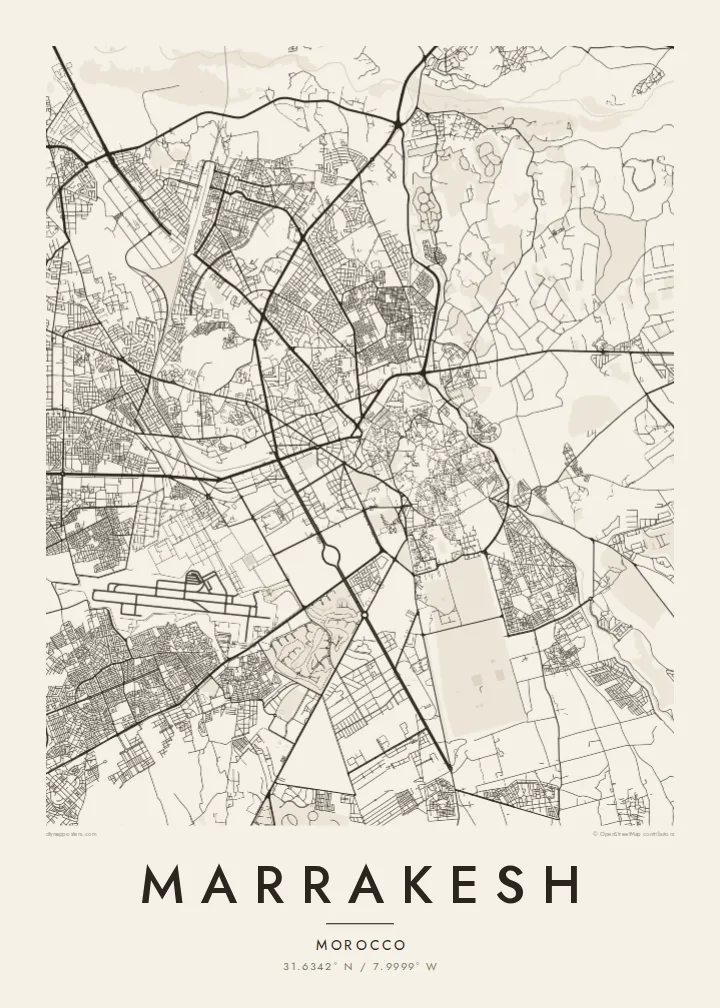 Marrakesh map poster — Paper style