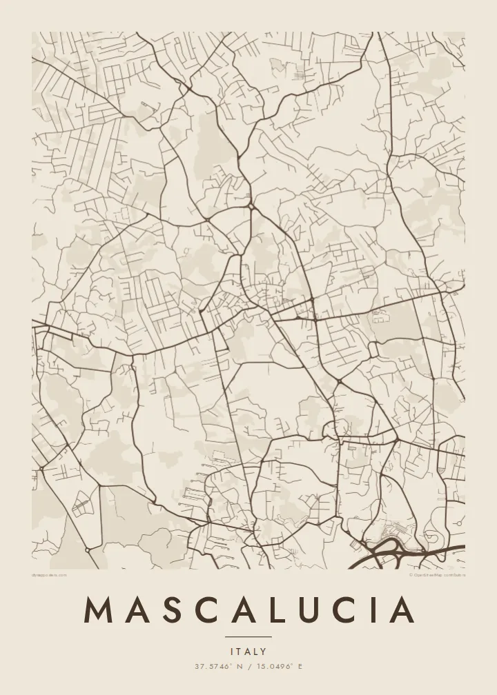 Mascalucia map poster — Sand style
