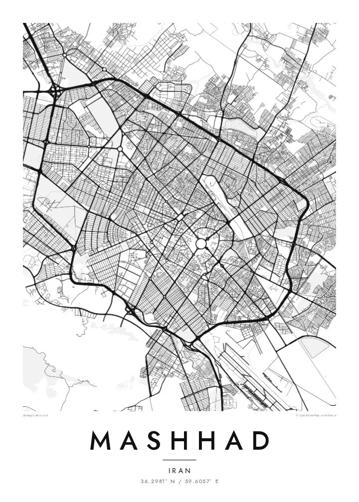 Poster ng mapa ng Mashhad