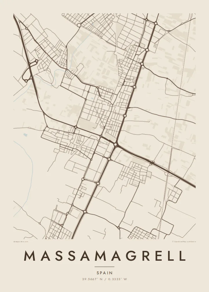 Massamagrell map poster — Sand